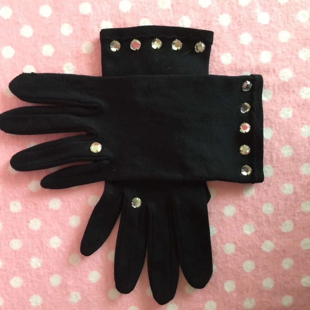Vintage 80’s nylon rhinestone gloves NWOT